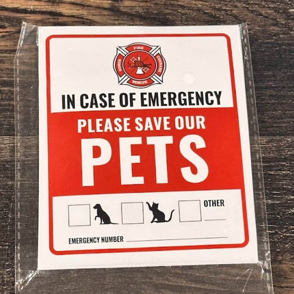 911 Emergency Sticker for Pet Life Saving NWT 5x4" PROTECT YOUR FURRY LOVED ONES